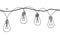 Lamps, light bulbs,festoon, garland, glowing light vector seamless border. One continuous line drawing lamp,bulb garland