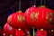 Lamps and red garments for use during Chinese New Year.