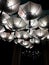 Lamps, unusual ceiling lamps in the form of umbrellas. Modern interior lighting design.