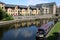 Lancaster Canal, new housing, narrow boat, Lancaster