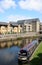 Lancaster Canal, new housing, narrow boat, Lancaster