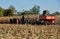 Lancaster County, Pennsylvania: Amish Farmer Threshing Corn
