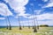 Land Art - Giant Flying Brooms at Chaojing Park with morning blue bright sky, shot in Zhongzheng District, Keelung, Taiwan.