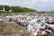 Land with garbage, Garbage dump landscape of ecological damage contaminated land., plastic scrap in landfill, environmental