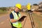 Land surveyor working