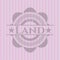 Land vintage pink emblem. Vector Illustration