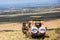 Landcruiser Toyota vehicle parked in the Savannah grassland wilderness At The Maasai Mara National Game Reserve Park Riftvalley Na