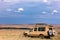 Landcruiser Toyota vehicle van parked in the savannah grassland in the Maasai Mara National Game Reserve Narok County Riftvalley K