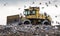 Landfill bulldozer mocked by birds