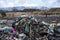 Landfill, large pile of waste. Nature pollution, environmental concept, eco activism.