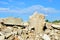 Landfill of old stones and concrete slabs from destroyed buildings.