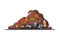 Landfill, Pile of Unsorted Garbage Flat Style Vector Illustration on White Background