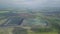 Landfill for solid waste of a thermal power plant. Aerial video of a crowded ash dump. Ash, slag, waste, landfill.