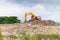 Landfill truck working on dumpsite