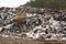 Landfill in Ukraine, piles of plastic dumped in . The roads along inorganic waste jumble