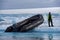 Landing an inflatable boat on the Antarctic sea ice, Weddell Sea, Antarctica