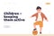 Landing page design template with happy boy kid playing basketball ball and active children concept