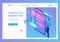 Landing Page Isometry. I Love Music. Guy Dances To His Favorite Tracks. Enjoy Music. Vector Illustration