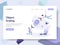 Landing page template of 3d Scale modification Illustration Concept. Isometric flat design concept of web page design for website