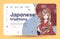 Landing page template. Anime girl in kimono and umbrella