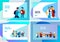 Landing page template with Back to school flat vector illustration. Preteen and teenage schoolkids. Parents with kids