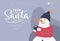 Landing page template with Christmas and New Year holiday set with Santa, elf, penguin and snowman portrait photo