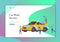 Landing page template cleaning vehicle with special equipment. Car wash service, automatic carwash concept. Vector flat