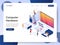 Landing page template of Computer Hardware Engineer Isometric Illustration Concept. Modern design concept of web page design for