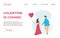 Landing page template of Couple with Dating Apps Illustration Concept. Modern flat design concept of web page design for website