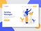 Landing page template of Deliveryman with Mailbox Illustration Concept. Modern flat design concept of web page design for website