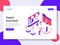 Landing page template of Digital Download Illustration Concept. Isometric flat design concept of web page design for website and