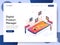 Landing page template of Digital Product Manager Isometric Illustration Concept. Modern design concept of web page design for