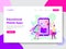 Landing page template of Educational Mobile Apps Illustration Concept. Modern flat design concept of web page design