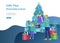 Landing page template greeting card winter Holidays. Merry Christmas and Happy New Year Website. People Characters