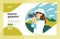 Landing page template illustration with young women illustration taking a picture of mountain using digital camera, nature