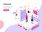 Landing page template of Millennials and Social Media Isometric Illustration Concept. Isometric flat design concept of web page