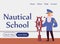 Landing page template for nautical or sailors school a vector illustration