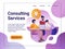Landing page template of Online Consulting Service. The Flat design concept of web page design for a mobile website. The