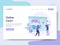 Landing page template of Online Court Illustration Concept. Isometric flat design concept of web page design for website and