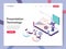 Landing page template of Presentation Technology Illustration Concept. Isometric design concept of web page design for website and