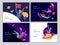 Landing page templates set. Inspired People flying in space and reading books. Characters moving and floating in dreams