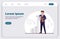 Landing page, upset man holding a long bill, financial losses