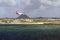 Landing plane in Aruba airport, Caribbean