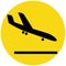 landing plane on the runway at the airport, traffic sign of airport