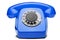 Landline blue phone on a isolated white background