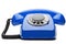 Landline blue phone on a white background
