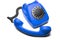 Landline blue phone on a white background