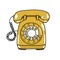 Landline phone doodle icon, vector color illustration