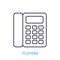 Landline phone outline icon. Vector illustration. Push-button telephone. Symbols of office life and communication