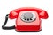 Landline red phone on a isolated white background